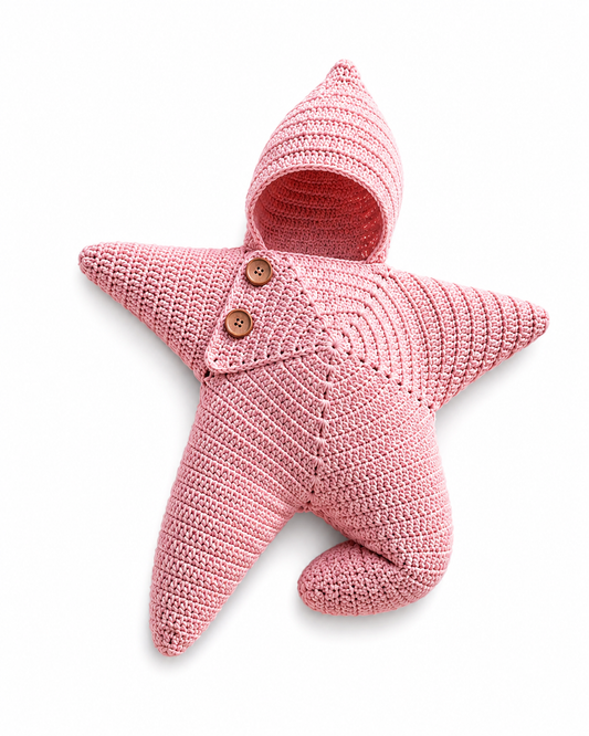 The First Star hand-crocheted star baby wrap in Blush