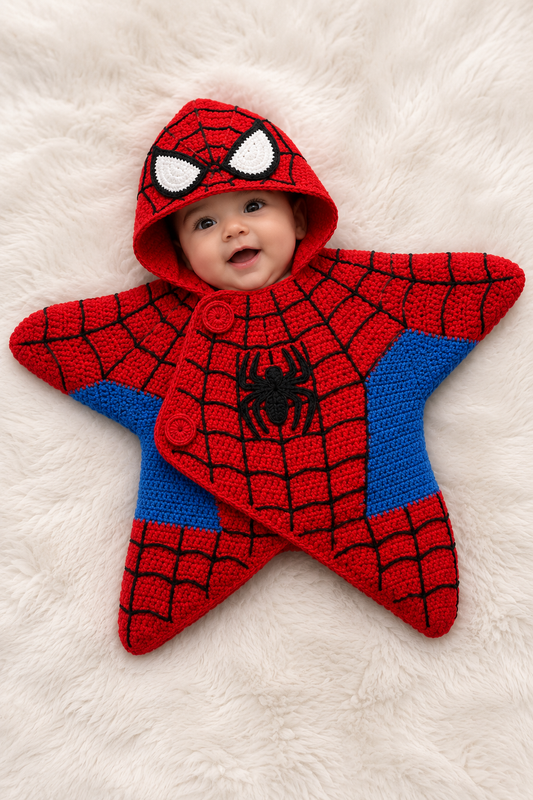 Spider Man limited edition hand-crocheted star cocoon by Soft Season
