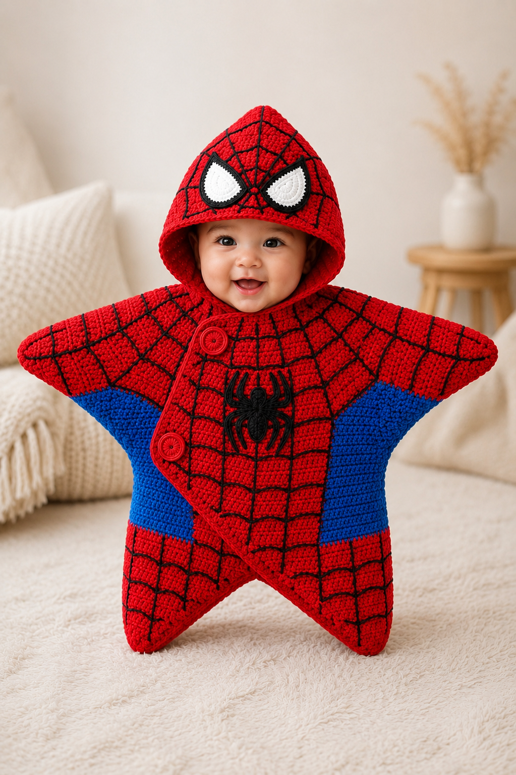 Spider Man limited edition hand-crocheted star cocoon by Soft Season