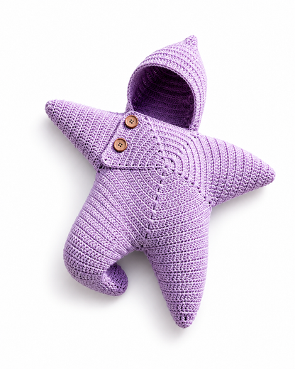 The First Star hand-crocheted star baby wrap in Lavender