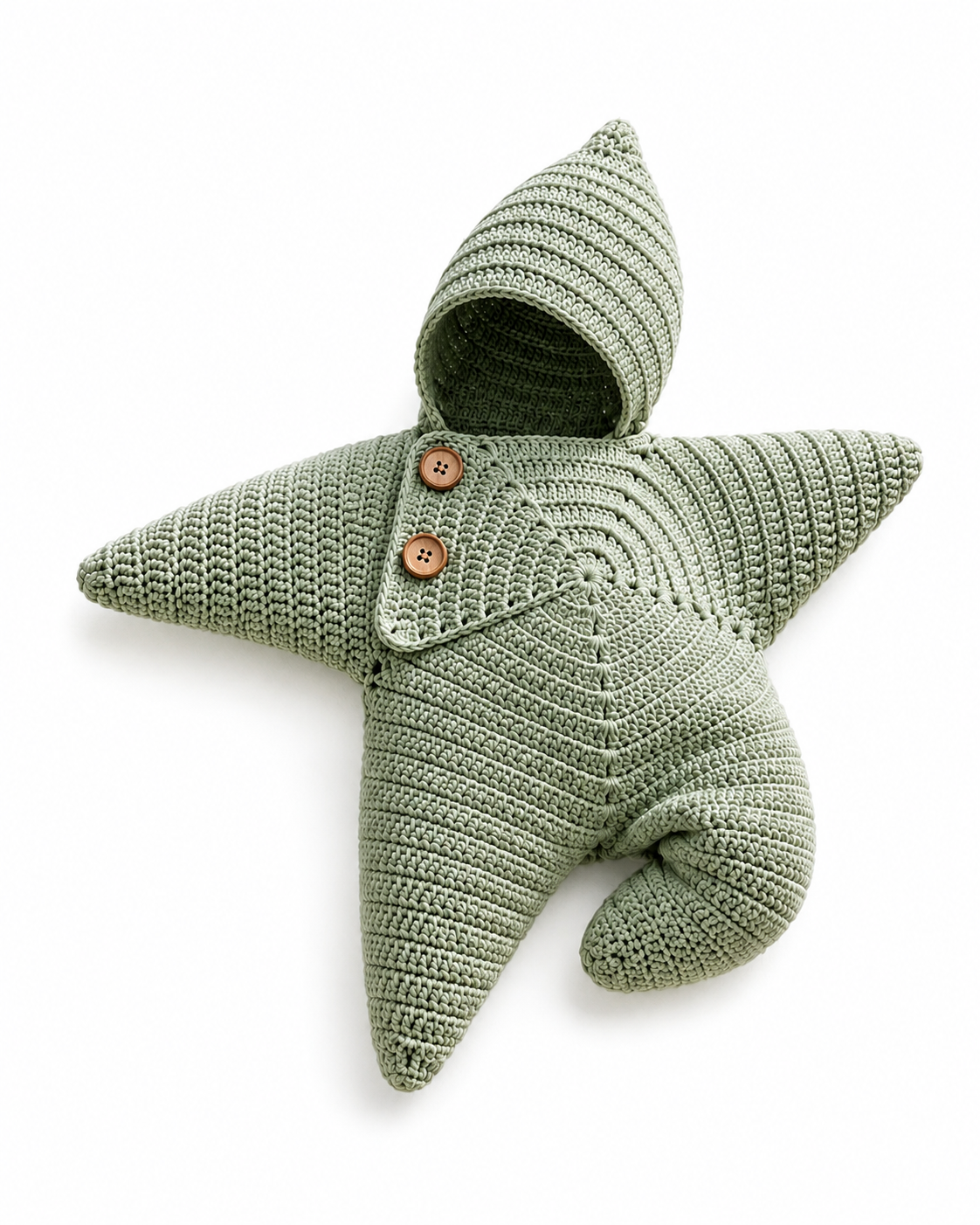 The First Star hand-crocheted star baby wrap in Sage